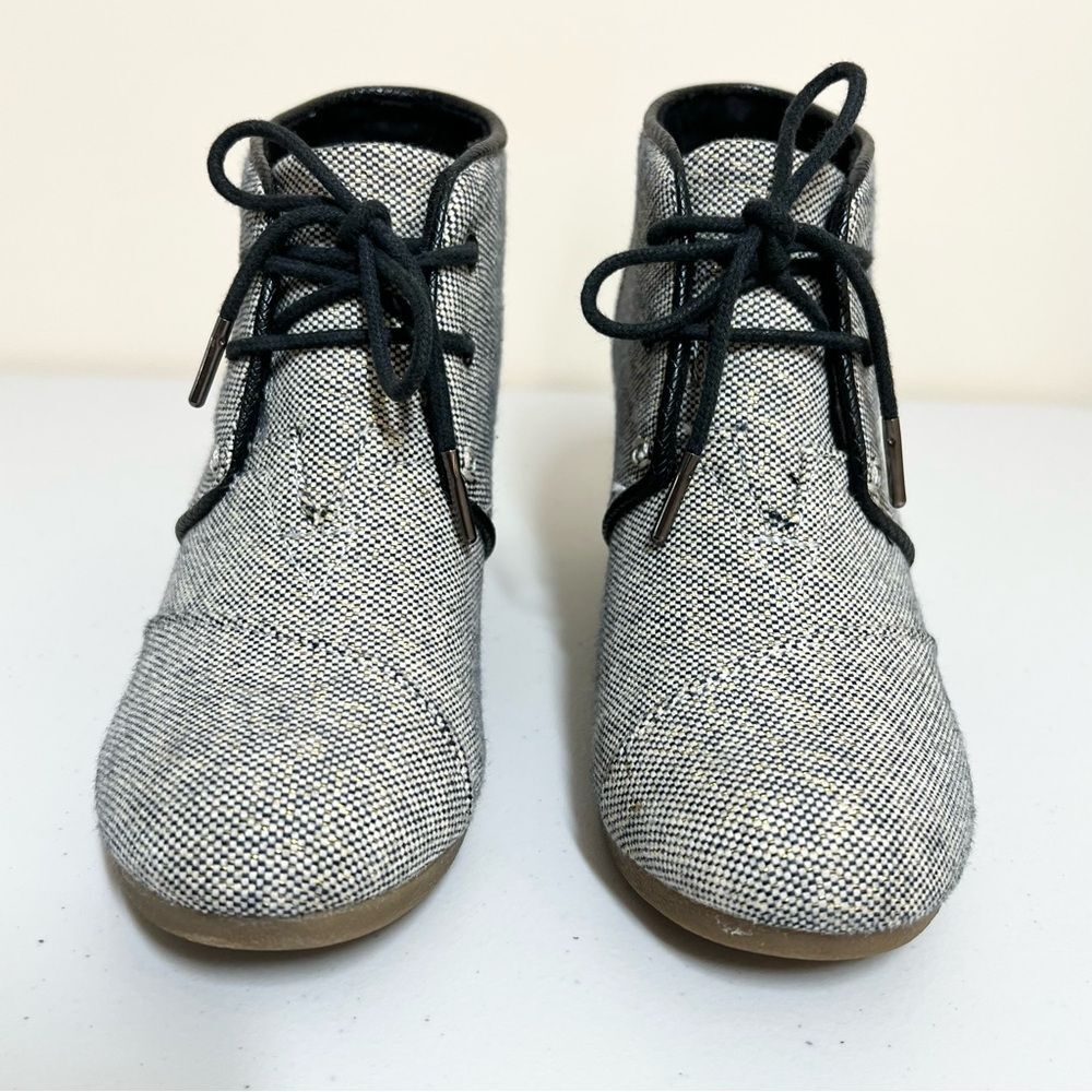 Toms Desert Wedge Metallic Linen Bootie 7